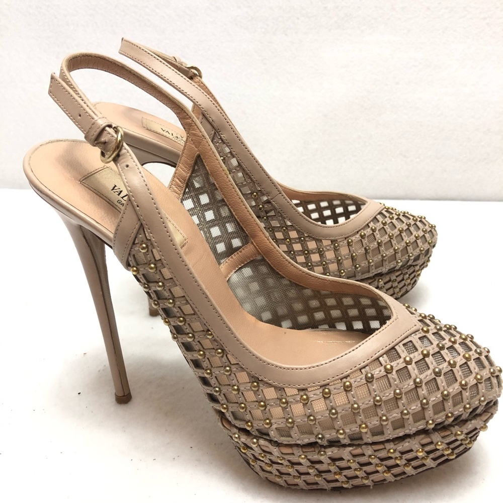 Valentino sttuded mesh slingback platform shoes 8.5 /usa 7.5